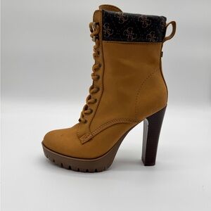 Guess Tetia 2 Women’s Lace-Up Heeled Bootie with Chunky Sole